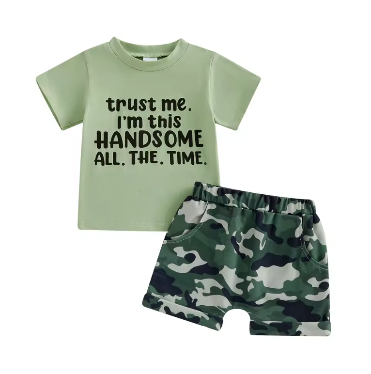 Handsome Green Tee Short Set