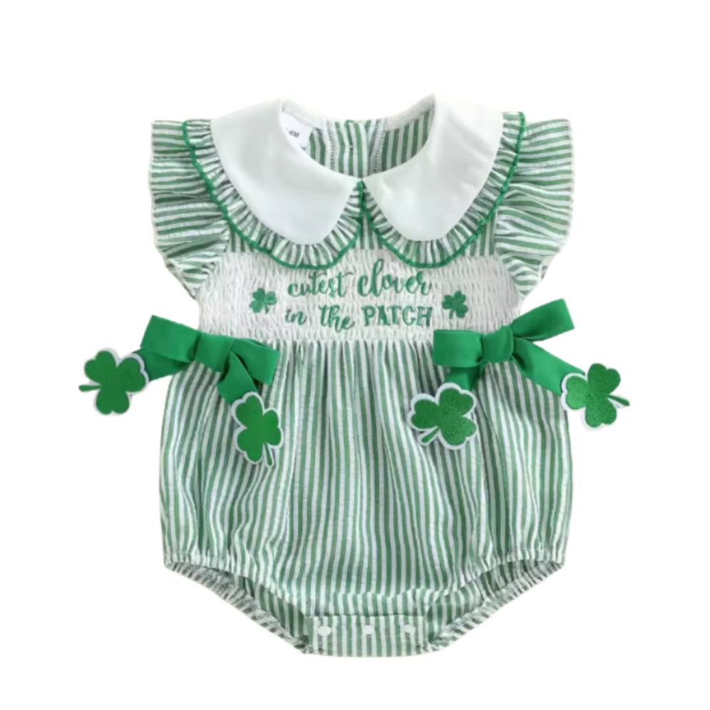 Cutest Clover in the Patch Smocked Bow Romper