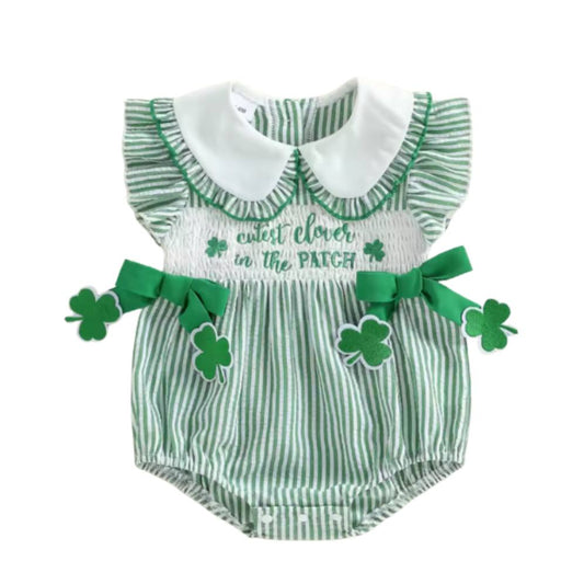 Cutest Clover in the Patch Smocked Bow Romper