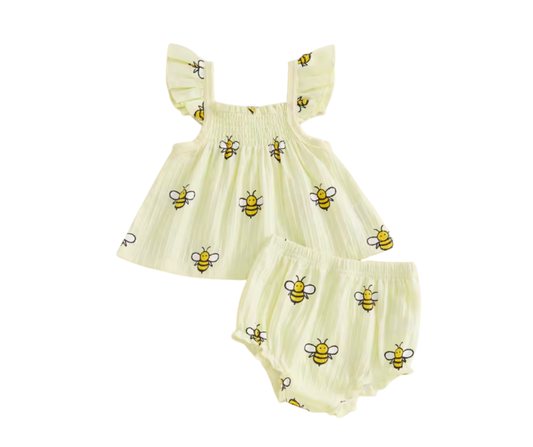 Bumble Bee Flare Top Bloomer Set