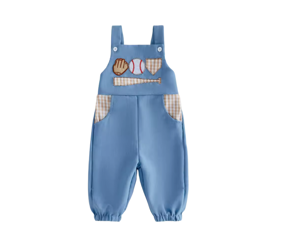 Blue Smocked Baseball Overalls